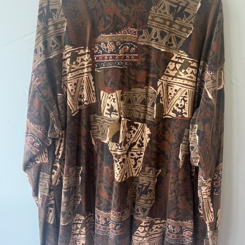 Vintage Structure Patchwork Aztec Mens Long Sleev… - image 2